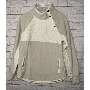 Abercrombie & Fitch Sweater Medium Beige Fleece Pullover Mock Padded Size Medium